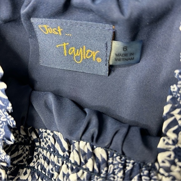 Just Taylor size 6 sleeveless shift dress blue and white - Picture 7 of 10